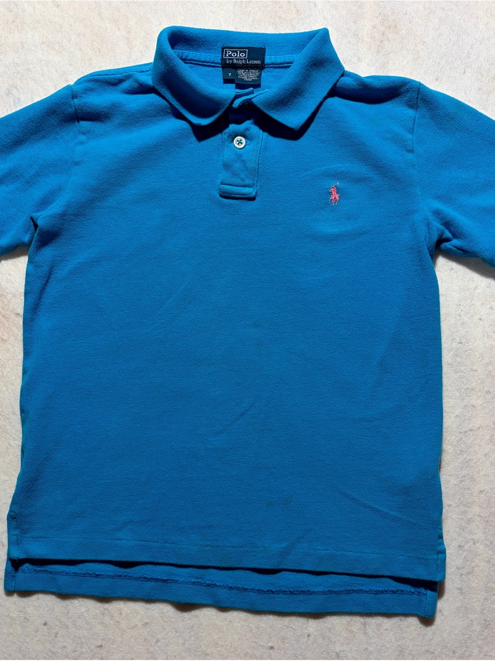 Polo Ralph Lauren Boys Turquoise Blue Mesh Polo Shirt Size 7